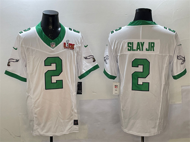 Men's White Philadelphia Eagles #2 Darius Slay Jr. 2025 Super Bowl LIX Patch F.U.S.E. Vapor Untouchable Limited Stitched Football Jersey